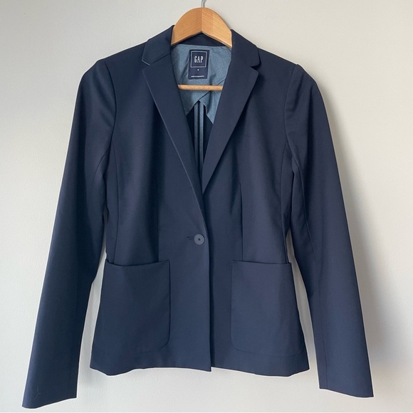 GAP Blazer Jacket Navy Blue Size 0 XS Single Breasted Office Classic - Picture 1 of 6